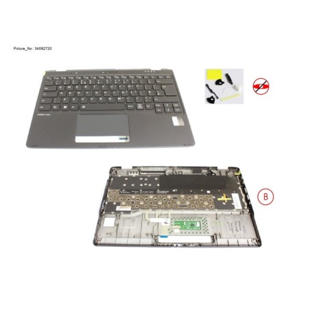 34082720 - UPPER ASSY INCL. KEYB UK W.PV
