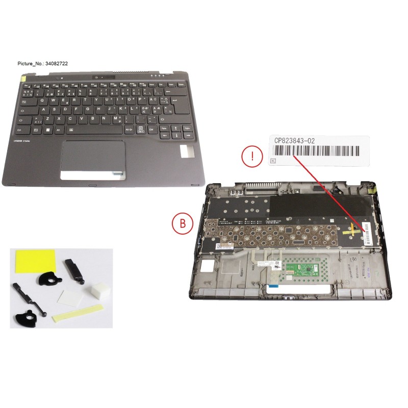34082722 - UPPER ASSY INCL. KEYB NORDIC W.PV