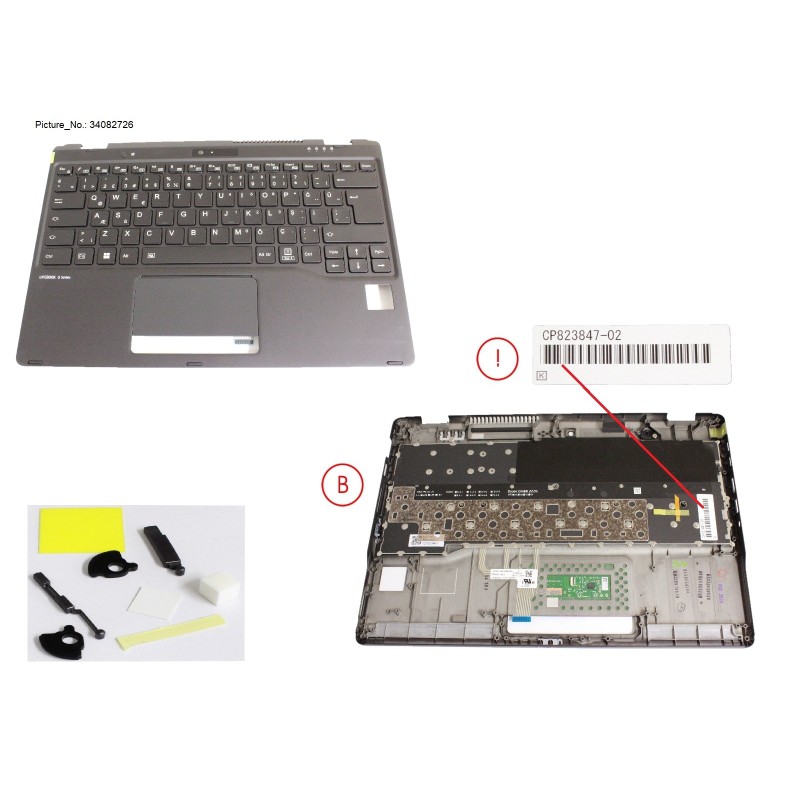 34082726 - UPPER ASSY INCL. KEYB TURKEY W.PV