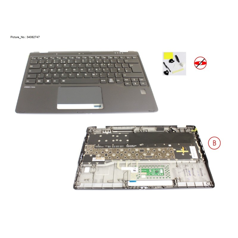 34082747 - UPPER ASSY INCL. KEYB UK W.FP