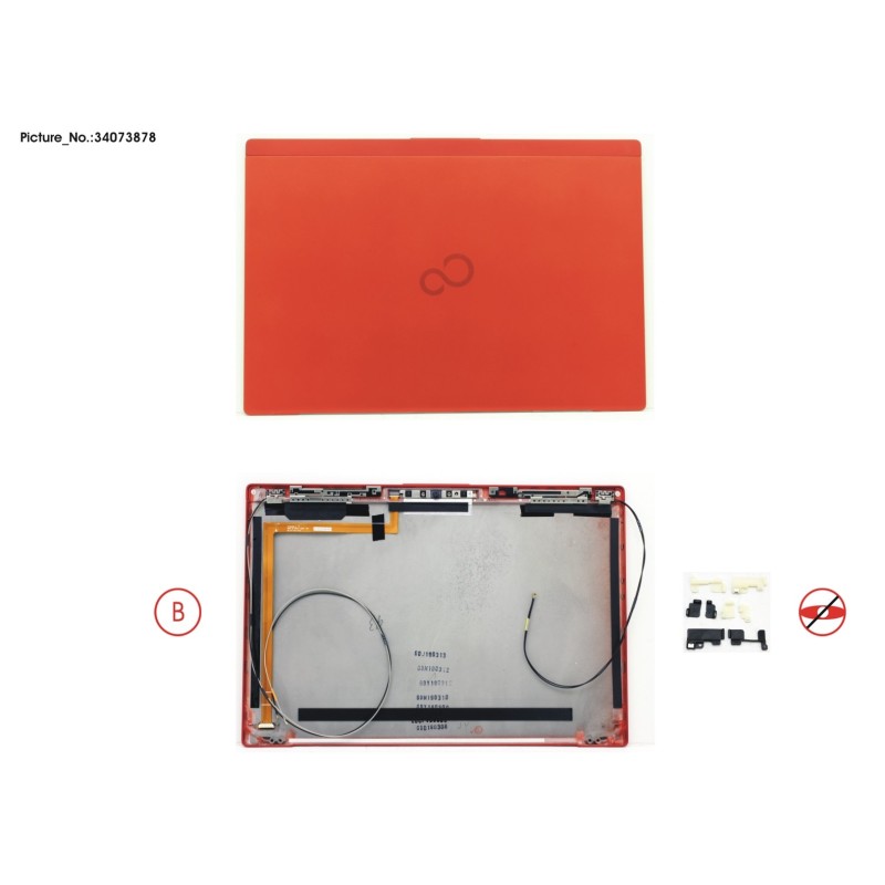 34073878 - LCD BACK COVER RED NON TOUCH W.CAM