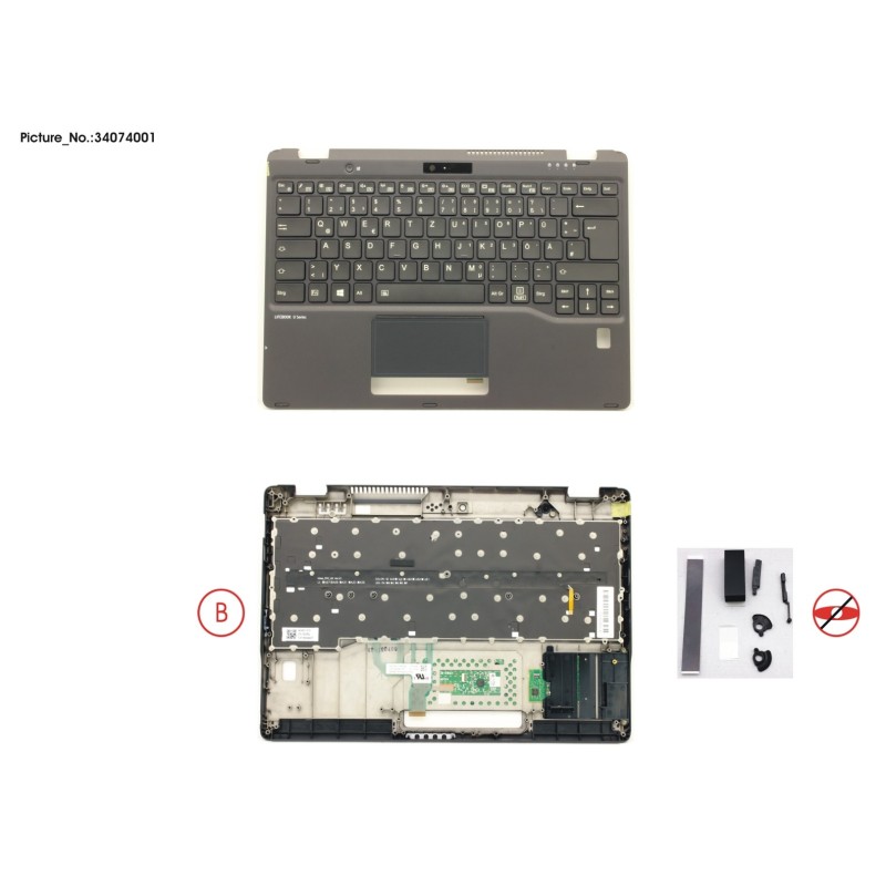 34074001 - UPPER ASSY INCL. KEYB GERMAN W.FP(TBT)