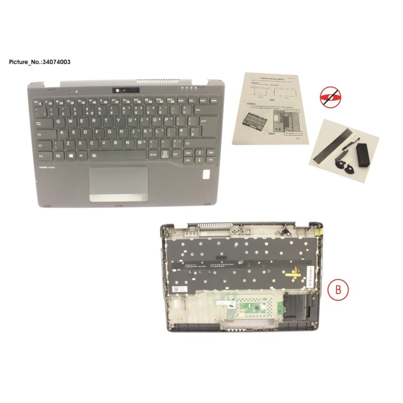 34074003 - UPPER ASSY INCL. KEYB UK W.FP(ALT)
