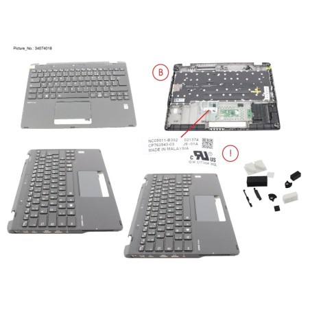 34074018 - UPPER ASSY INCL. KEYB FRANCE W.FP(ALT)