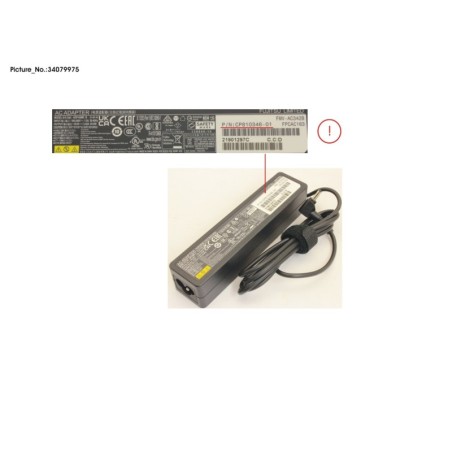 34079975 - AC-ADAPTER 19V 65W (3PIN.STICK TYPE)UKCA