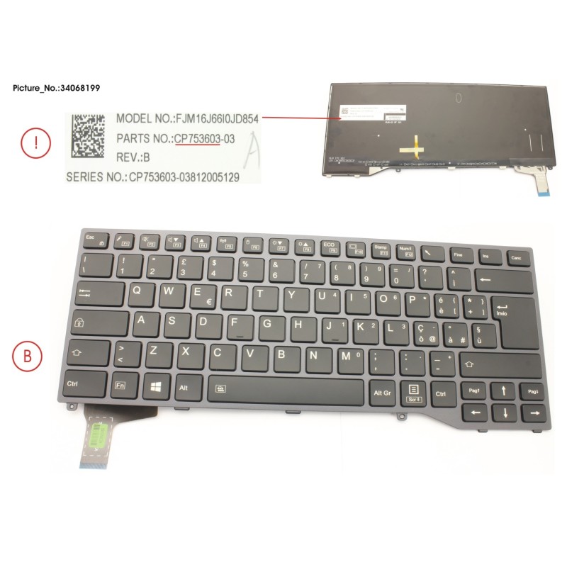 34068199 - KEYBOARD ITALY W. BL