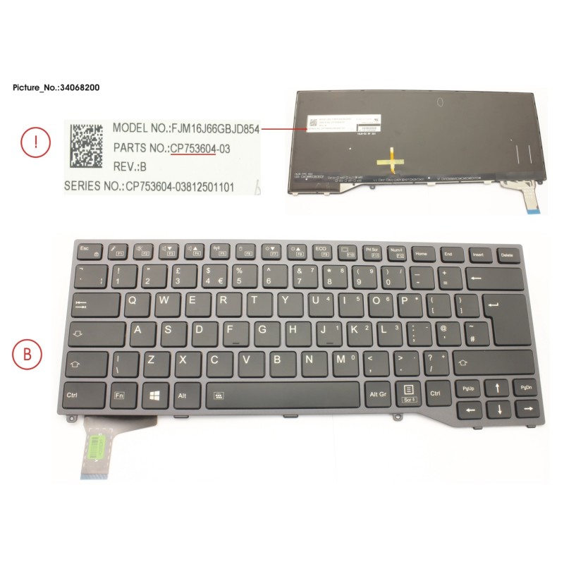 34068200 - KEYBOARD UK W. BL