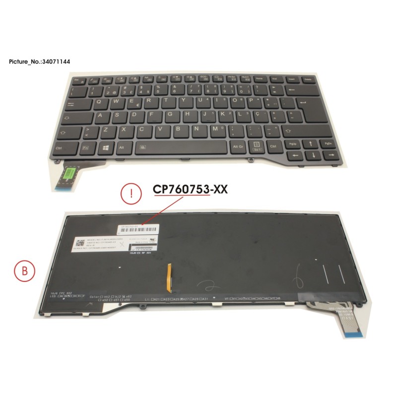 34071144 - KEYBOARD PORTUGAL W.BL