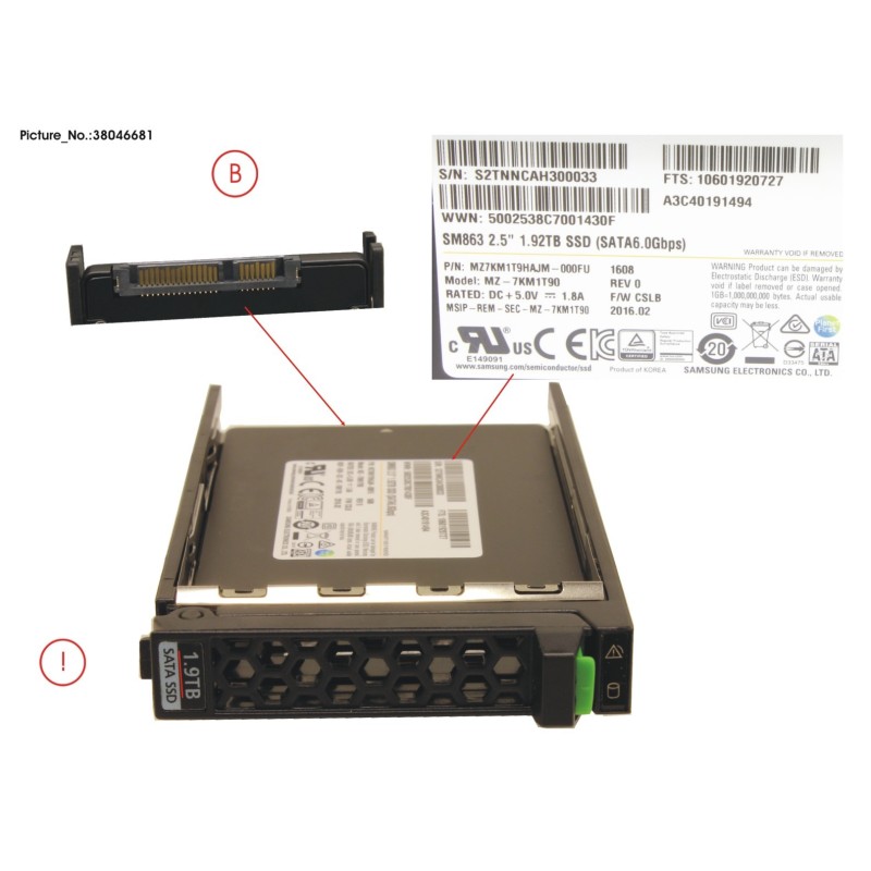 38046681 - SSD SATA 6G 1920GB MLC HP SFF EP MAIN 3.