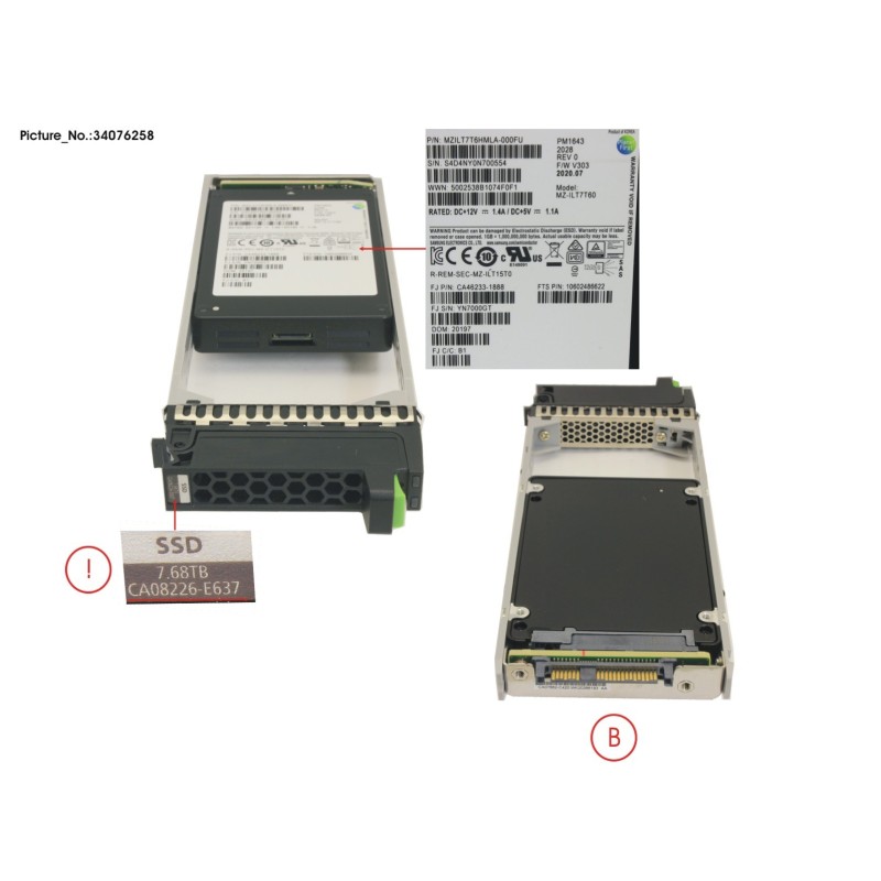 34076258 - DX S3.S4 SSD SAS 2.5  7.68TB 12G