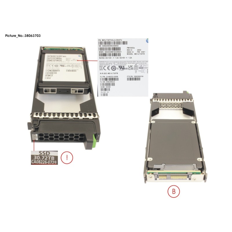 38063703 - DX SSD SAS 2.5 30.72TB 12G