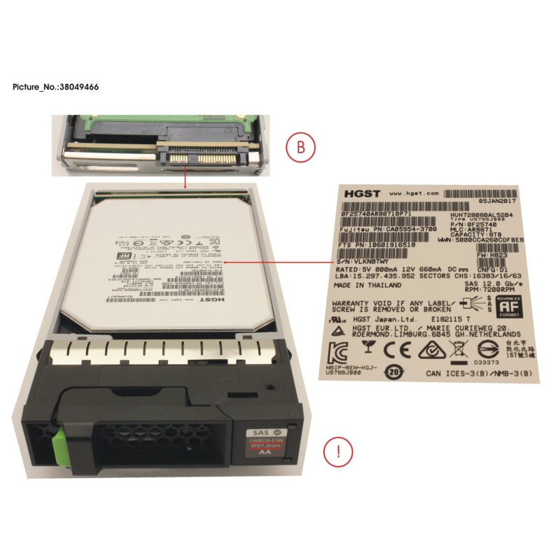 38049466 - DX S4 HD DRIVE 3.5   8TB 7.2K AF