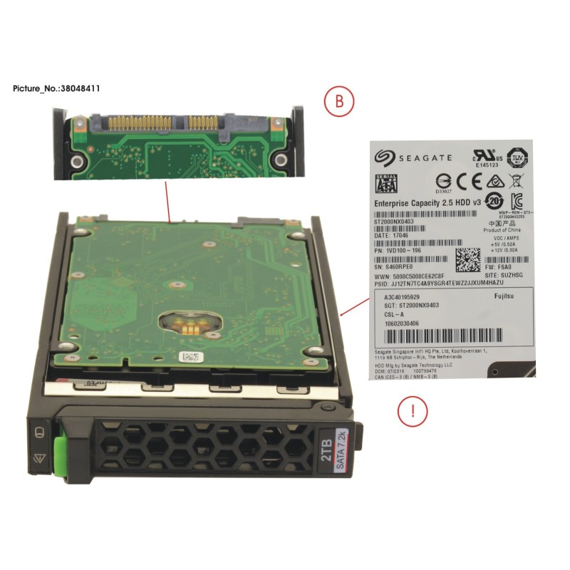 38048411 - HD SATA 6G 2TB 7.2K 512N HOT PL 2.5  BC